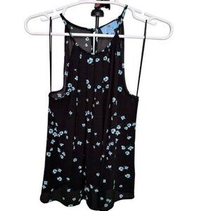 CeCe | Halter Camisole Top Black Blue Floral Print - Size Small 7030032